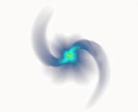 A hydrodynamic simulation of colliding stellar winds.